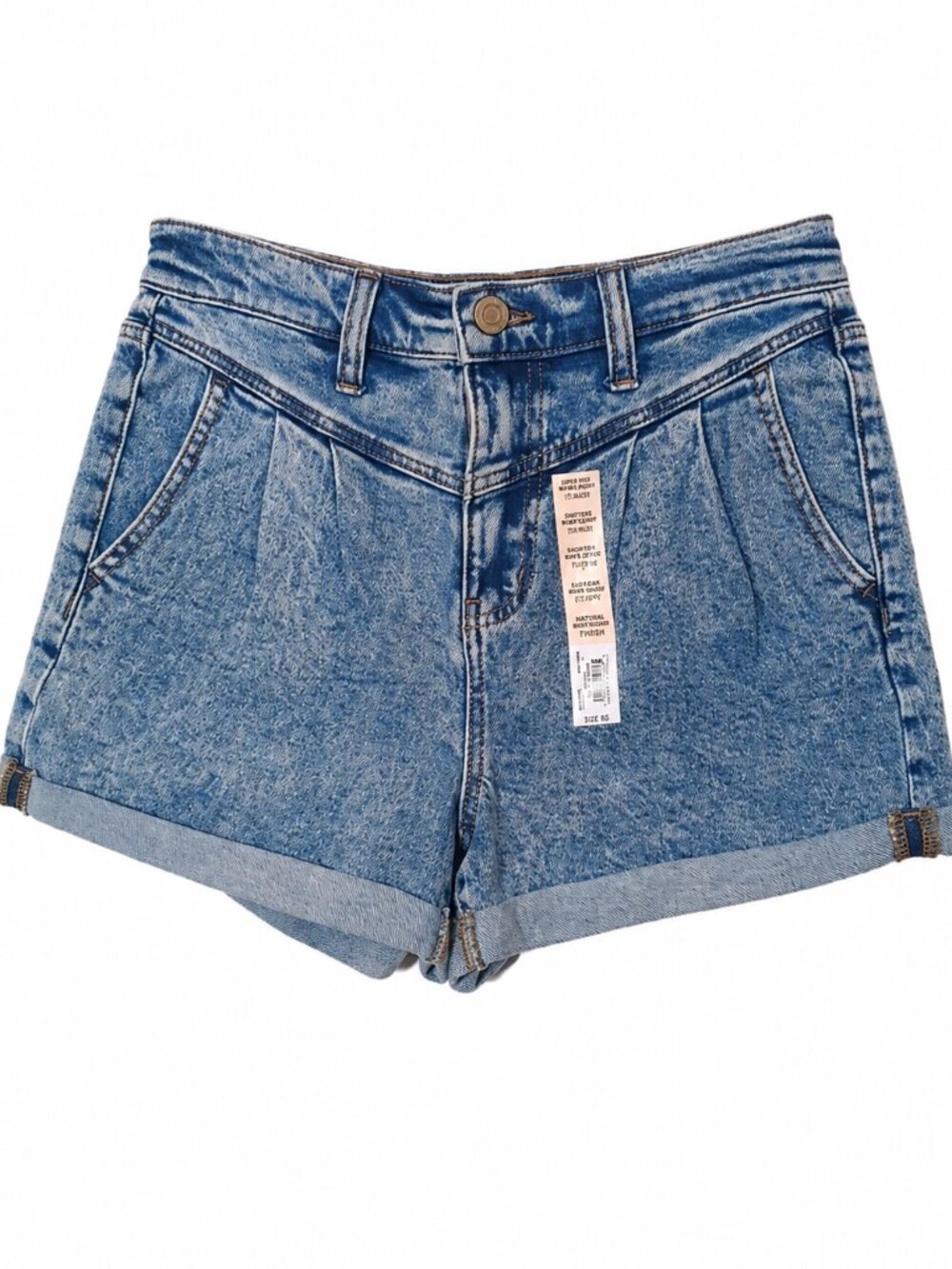 NEW size 7 shorts "Mom Short, High Rise, Relaxed w/ Stretch" blue denim shorts